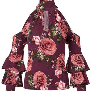 Venus Women's Cold Shoulder Floral Top NEW
